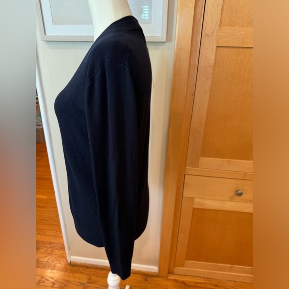 ZARA Cardi Navy Blue Vneck Gold Button Cardigan Stetchy NWT - Picture 2 of 6